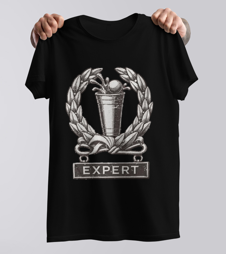 Beer Pong Expert Laurel Wreath Trophy Winner Cup Competition T-Shirt