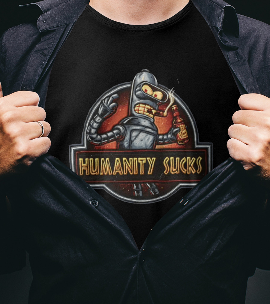 Bender Humanity Sucks Futurama Robot Beer T-Shirt