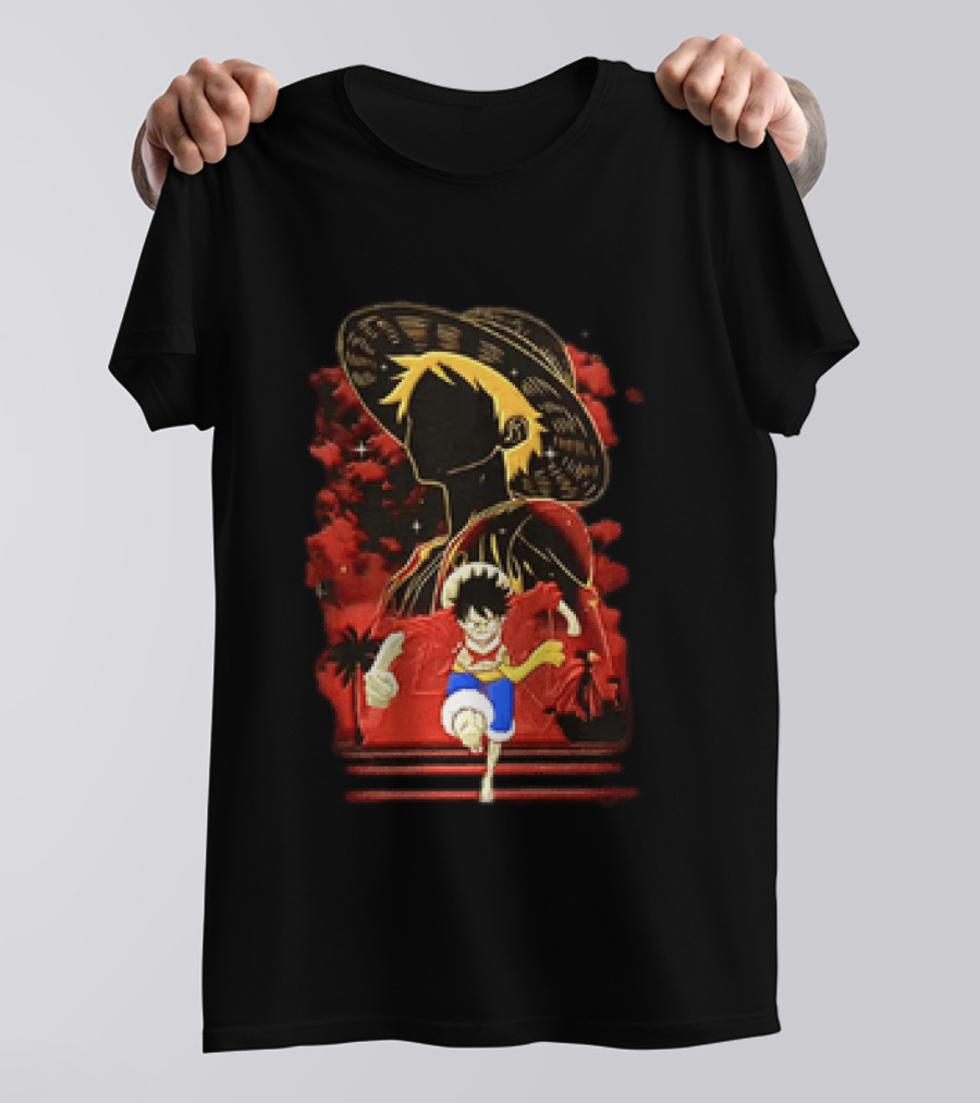 Monkey D Luffy Adventure Icon One Piece Anime Running Figure T-Shirt