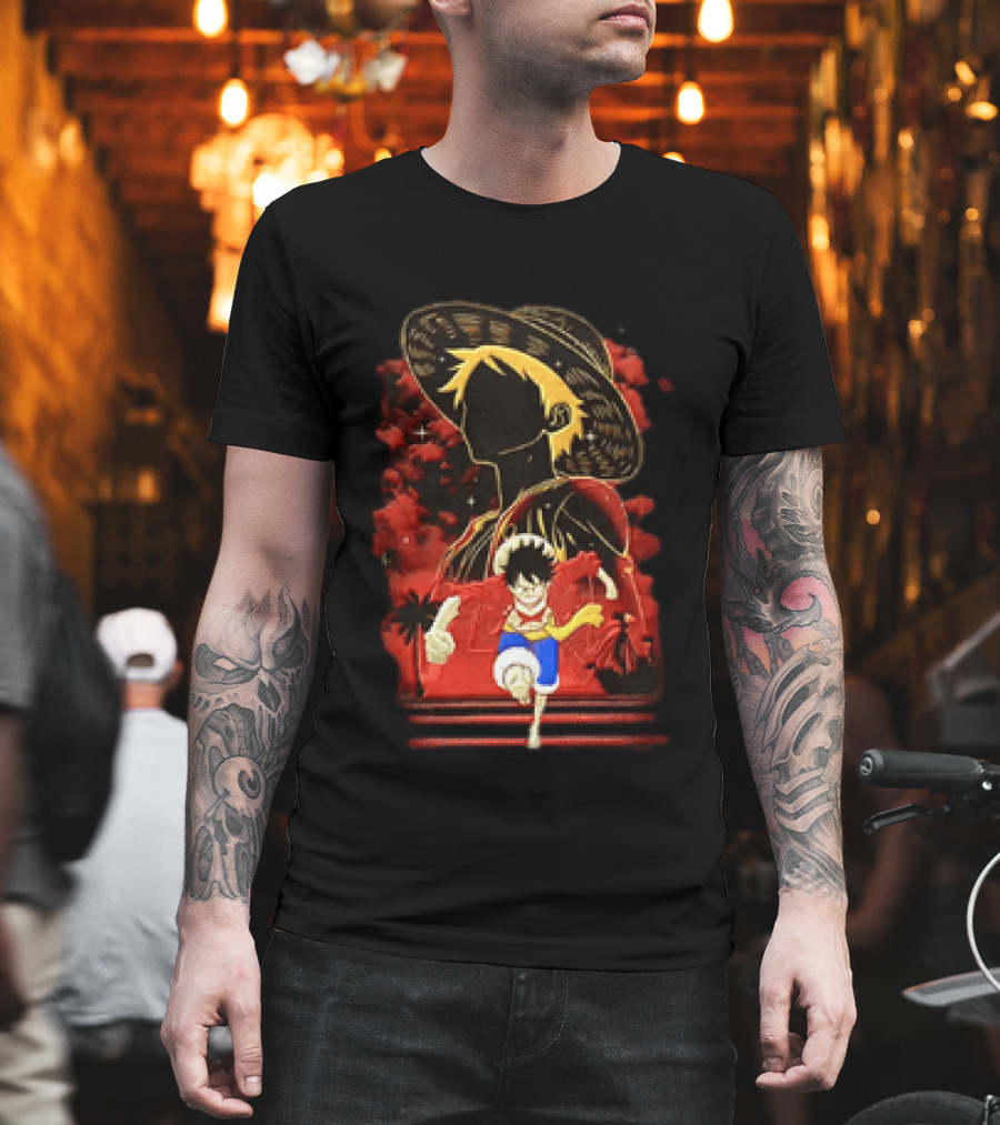 Monkey D Luffy Adventure Icon One Piece Anime Running Figure T-Shirt