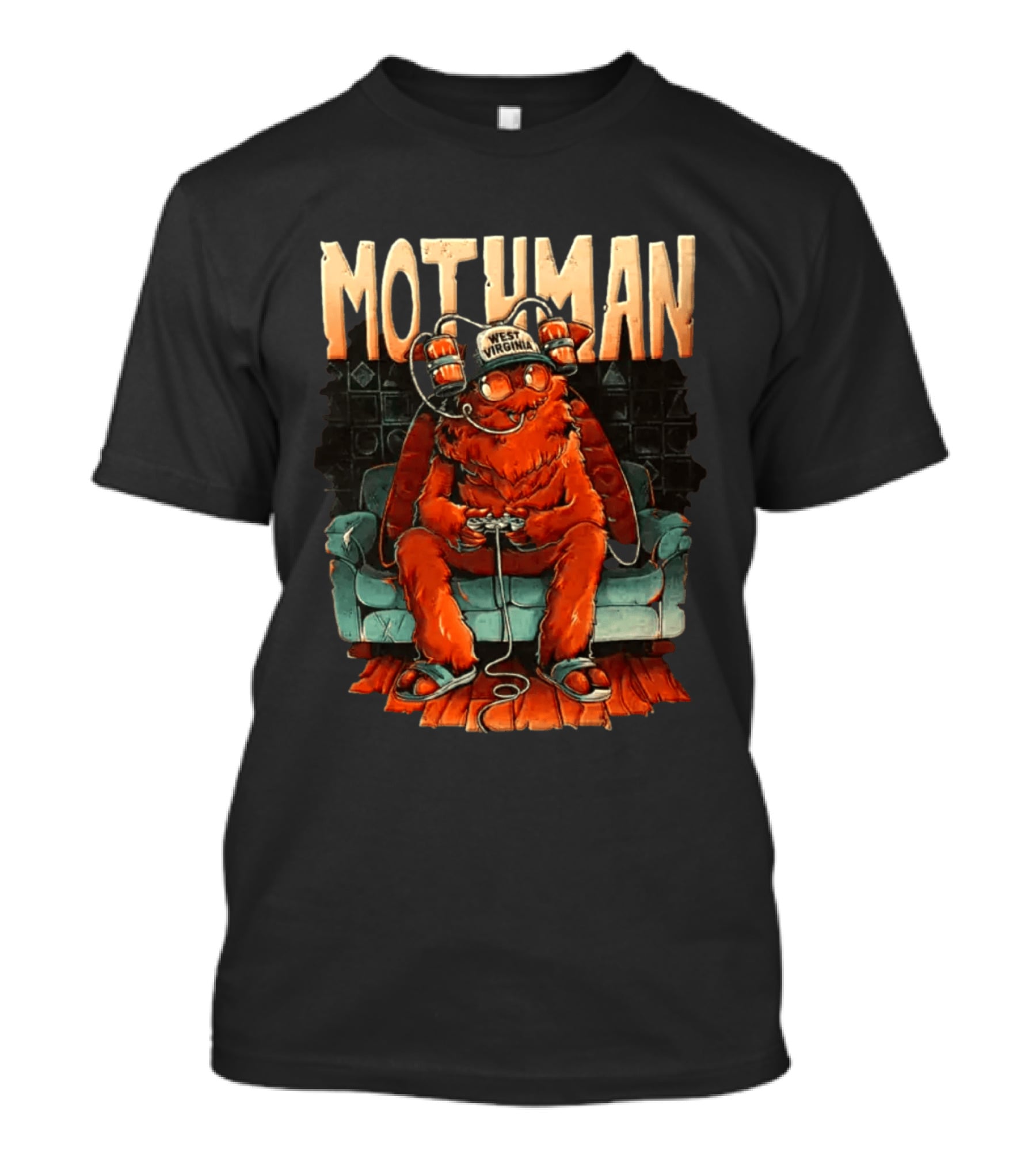 Mothman West Virginia Gaming Cryptid Legend On Couch T-Shirt