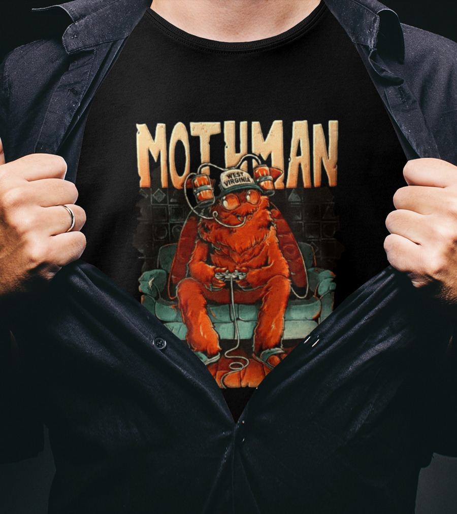 Mothman West Virginia Gaming Cryptid Legend On Couch T-Shirt
