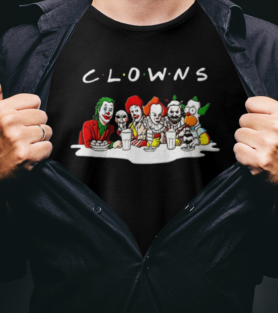 Clowns Joker Billy Ronald McDonald Pennywise Parody Milkshake Scene T-Shirt