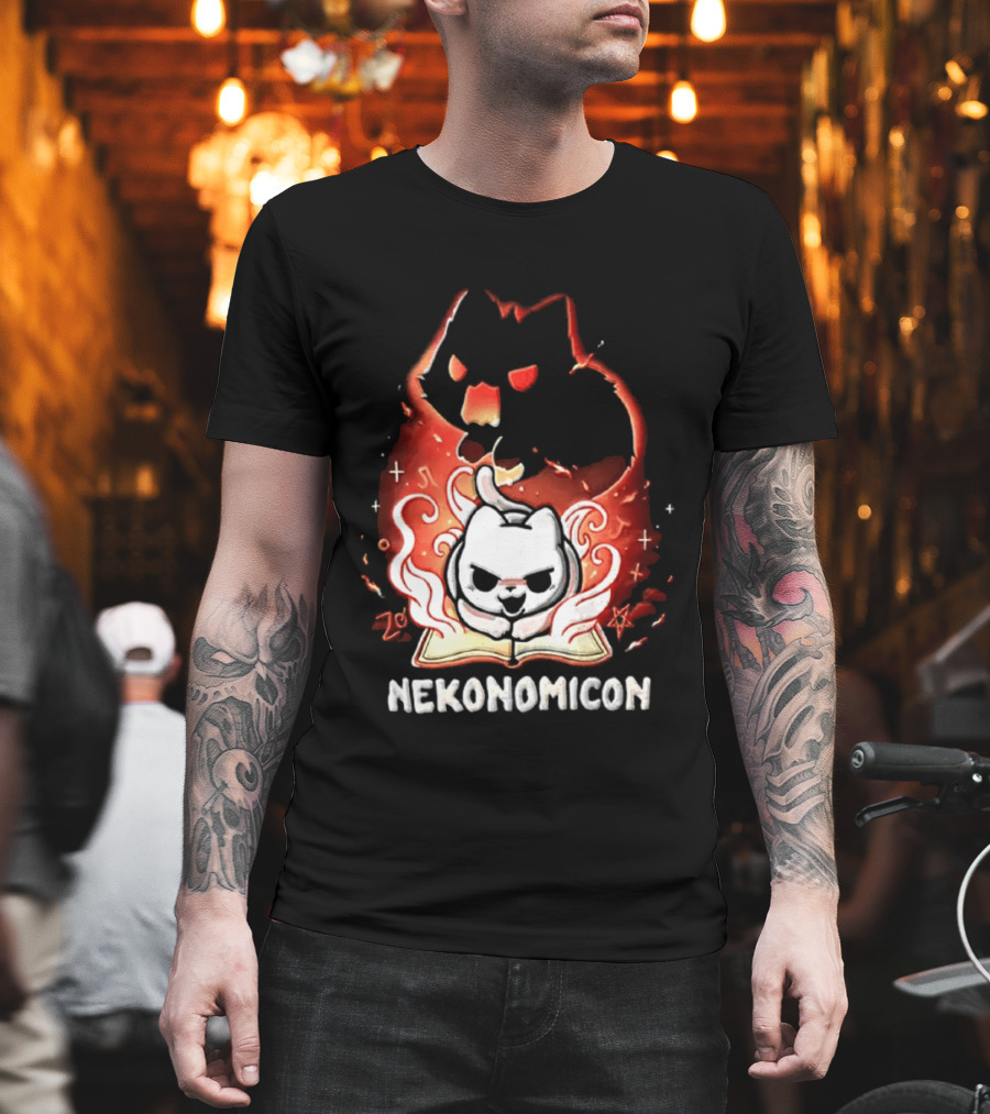 Nekonomicon Cat Summoning Dark Spirit Horror Occult Magic Spell Book T-Shirt