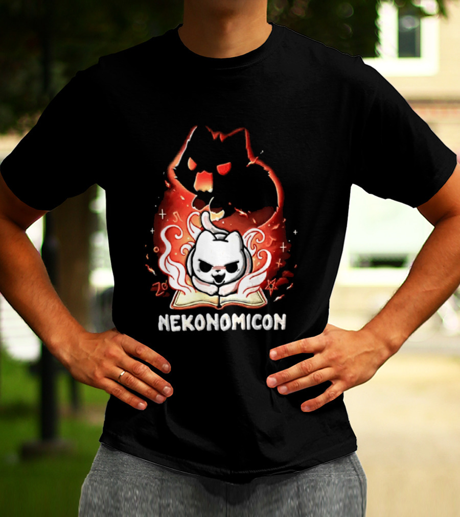 Nekonomicon Cat Summoning Dark Spirit Horror Occult Magic Spell Book T-Shirt