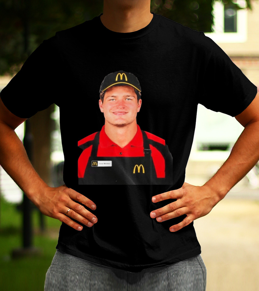 Drake Maye McDonald's Crew Member Uniform New England Patriots T-Shirt