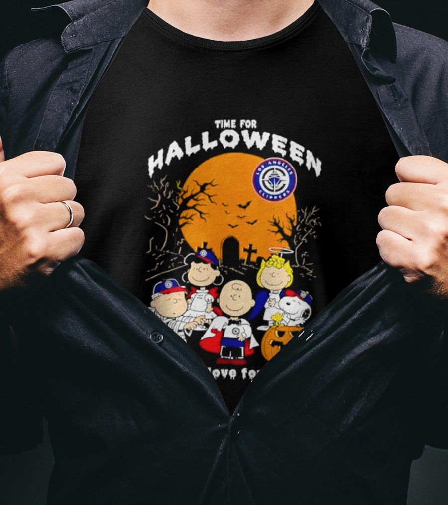Peanuts Gang Time For Halloween Los Angeles Clippers Pumpkin Fun T-Shirt