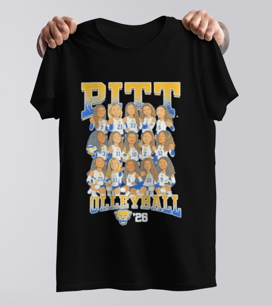 Pitt Volleyball 2026 Team Caricature Panthers T-Shirt