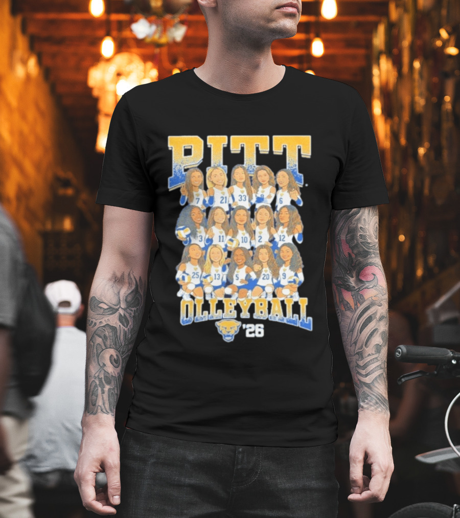 Pitt Volleyball 2026 Team Caricature Panthers T-Shirt