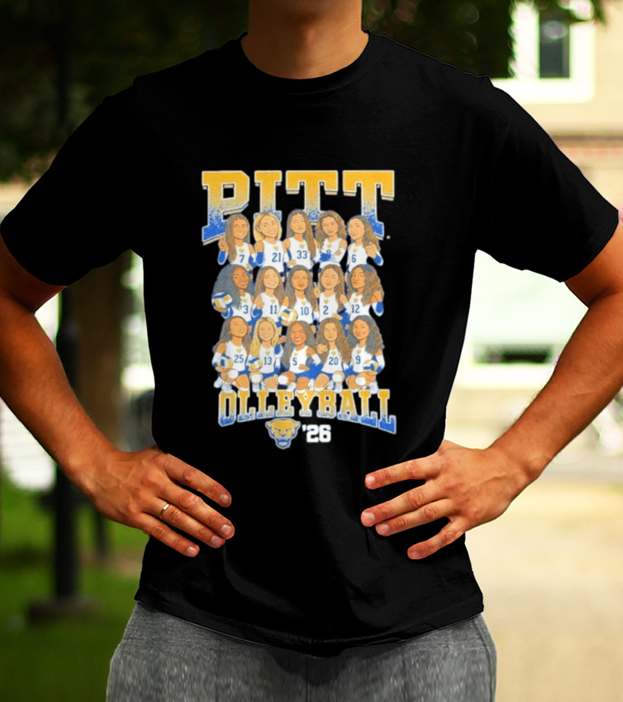 Pitt Volleyball 2026 Team Caricature Panthers T-Shirt