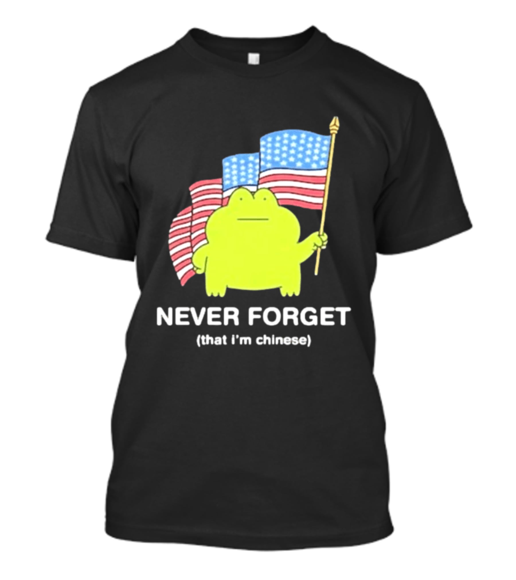 Frog Holding American Flags Never Forget That I'm Chinese T-Shirt