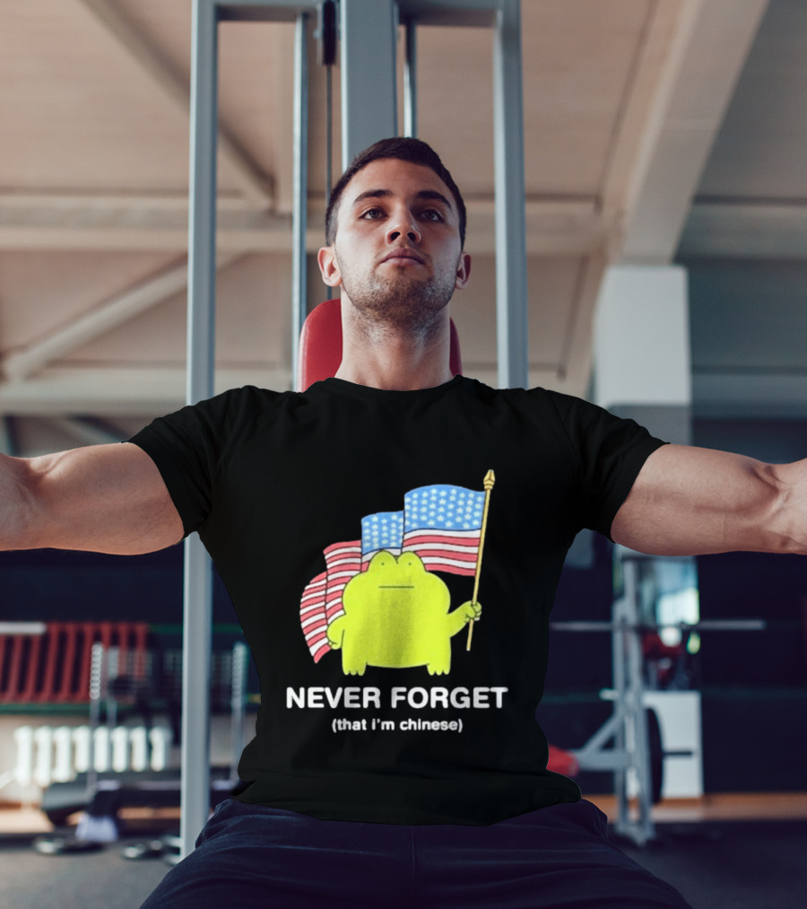 Frog Holding American Flags Never Forget That I'm Chinese T-Shirt
