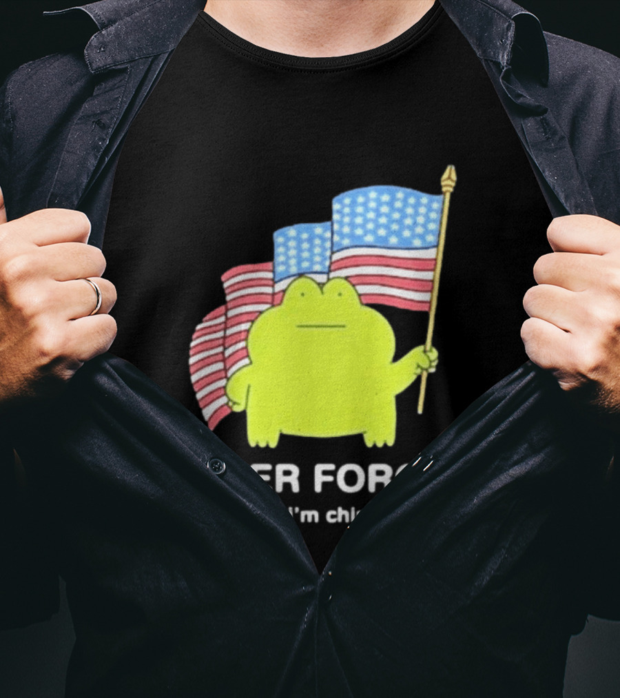 Frog Holding American Flags Never Forget That I'm Chinese T-Shirt
