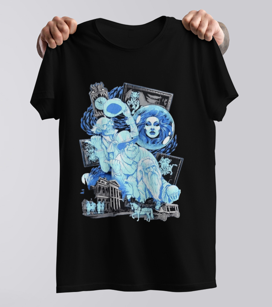 The Haunted Mansion Ghostly Spirits Madame Leota Hitchhiking Ghosts And Doom Buggy T-Shirt