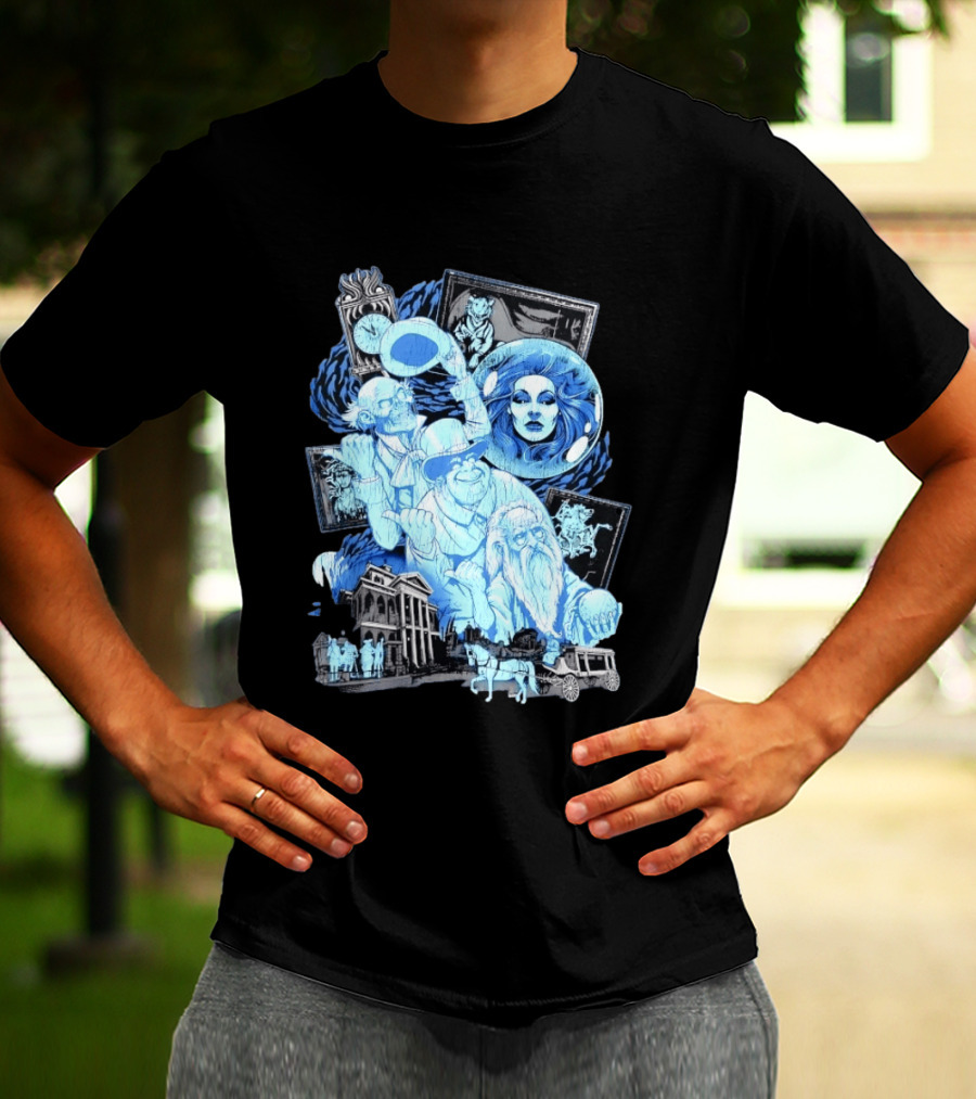 The Haunted Mansion Ghostly Spirits Madame Leota Hitchhiking Ghosts And Doom Buggy T-Shirt