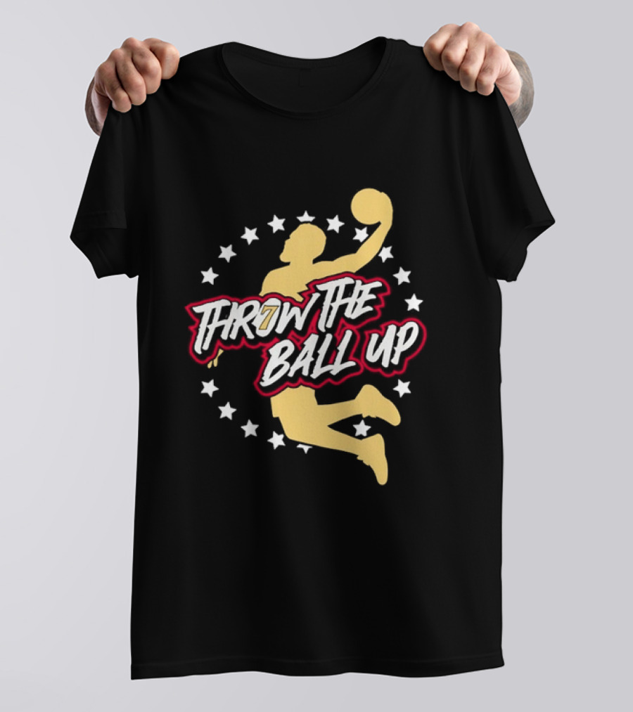 Throw The Ball Up Basketball Player Silhouette With Stars T-Shirt