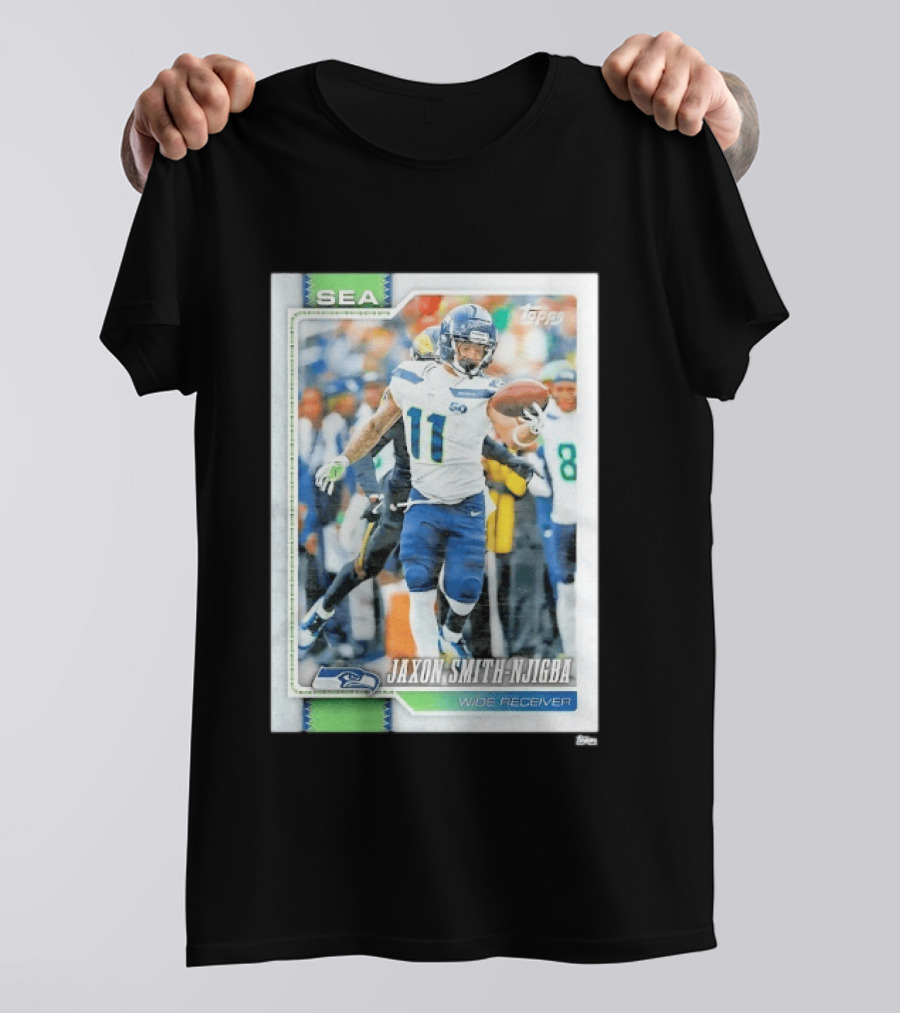 SEA Seahawks Jaxon Smith Njigba Topps Wide Receiver Trading Card T-Shirt