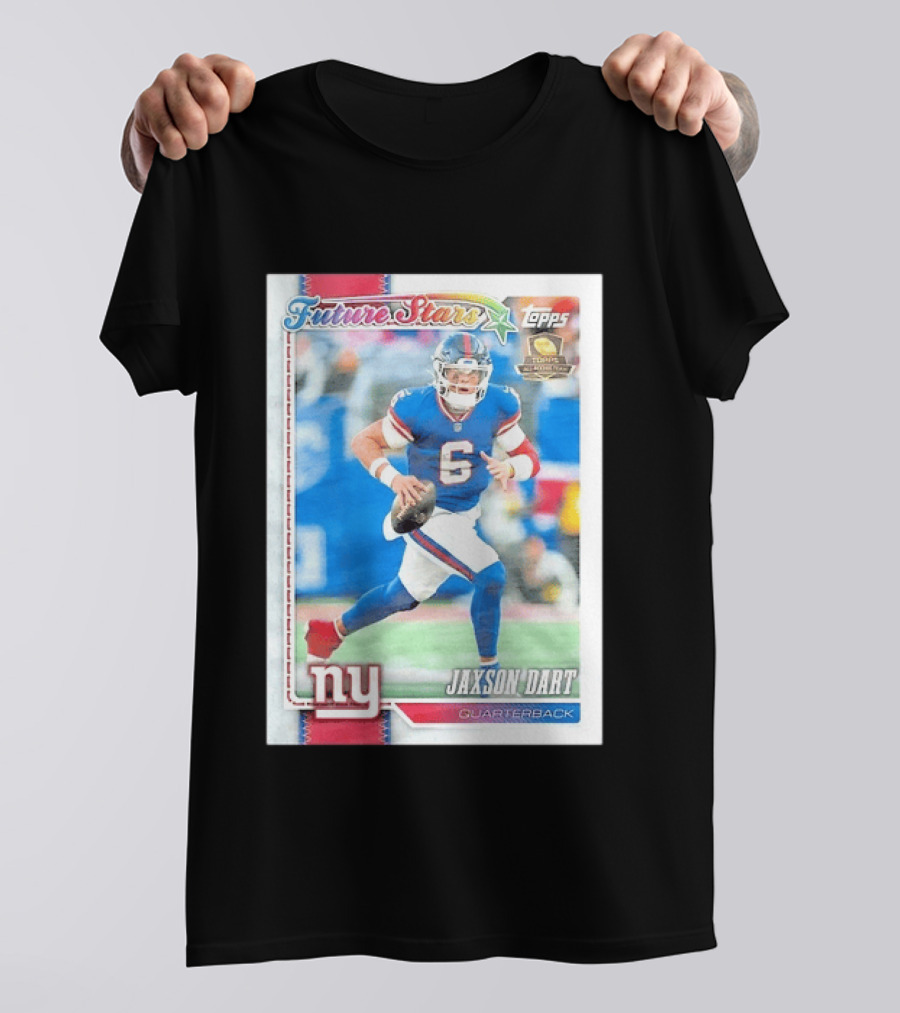 Future Stars Jaxson Dart New York Giants Quarterback Topps Card T-Shirt