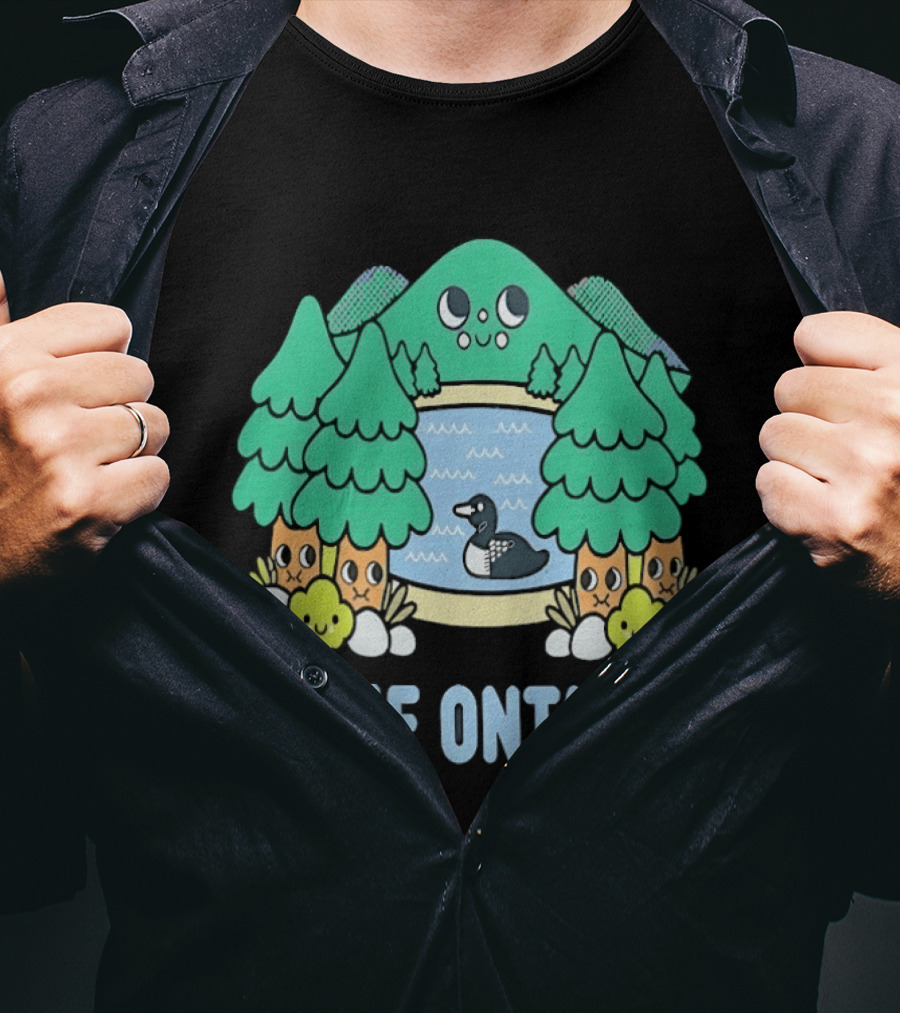 Lake Ontario Cute Forest Creature And Goose Scene T-Shirt