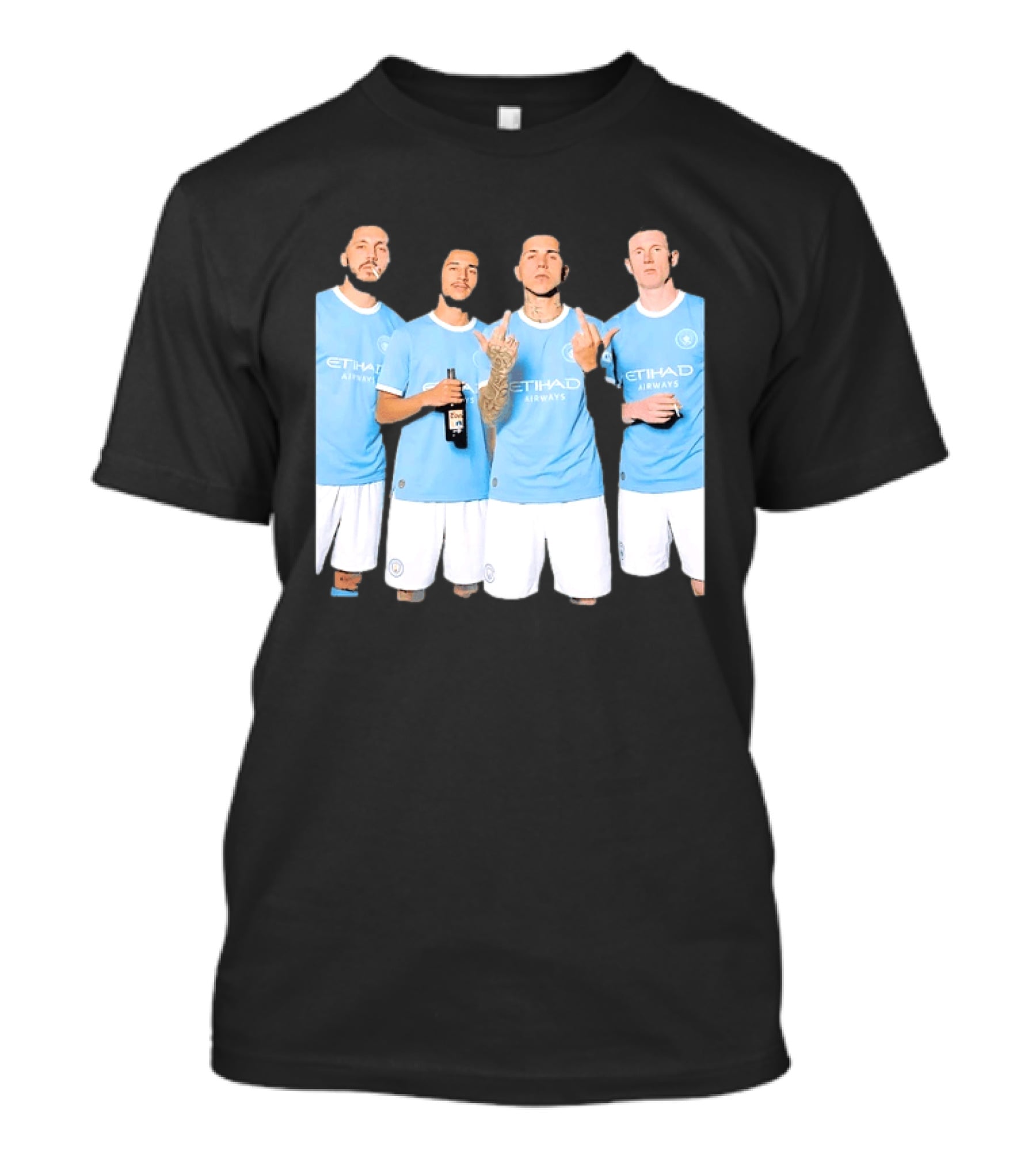 Manchester City Etihad Airways Kit Players Bottle Pose T-Shirt