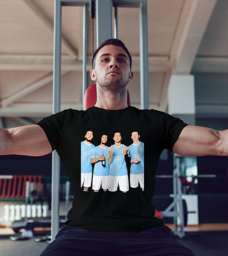 Manchester City Etihad Airways Kit Players Bottle Pose T-Shirt