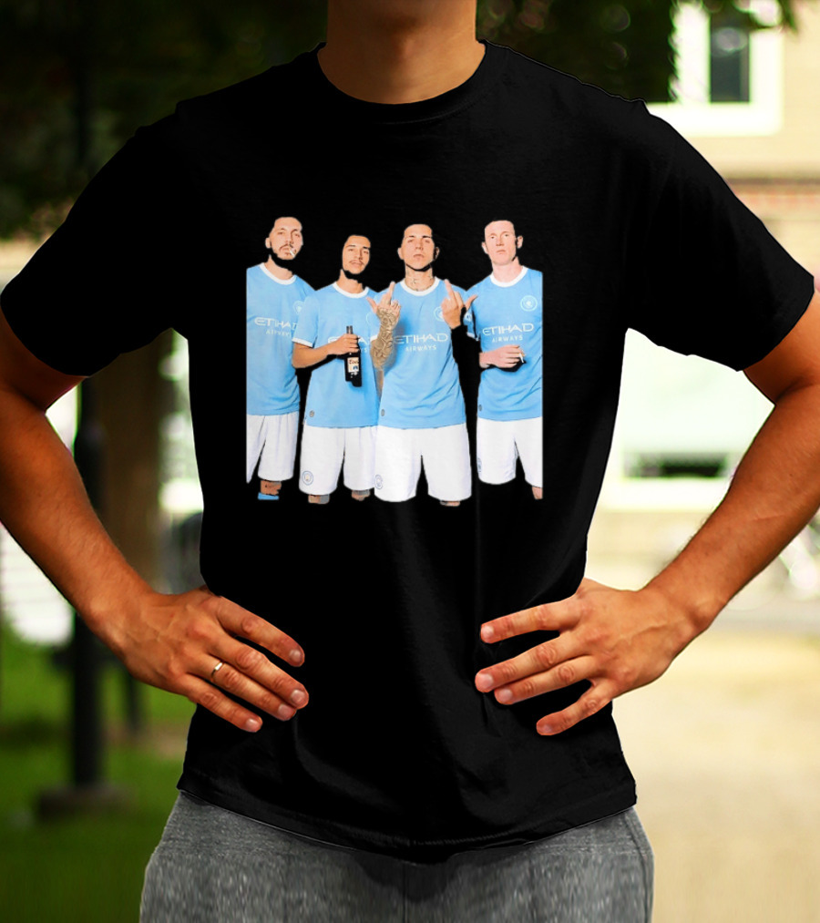 Manchester City Etihad Airways Kit Players Bottle Pose T-Shirt