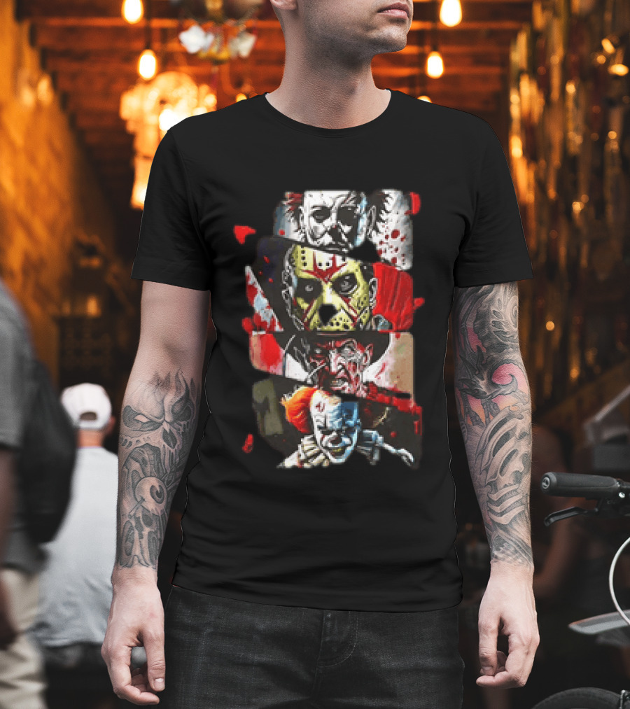 Michael Myers Jason Voorhees Freddy Krueger Pennywise Horror Movie Characters T-Shirt