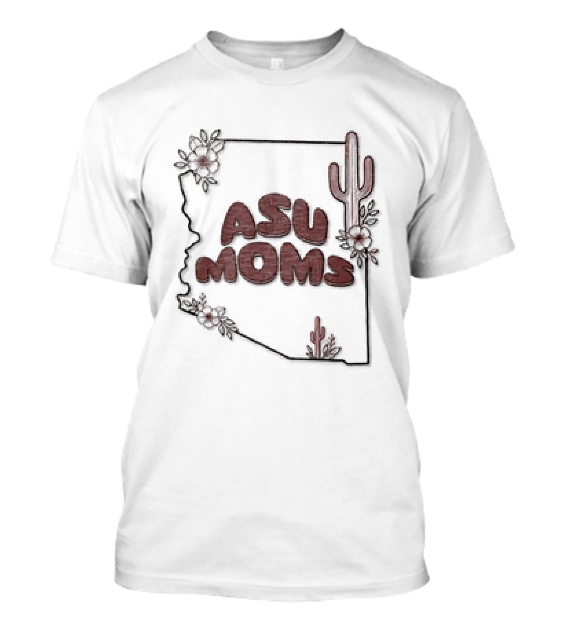 Arizona State University Moms Map Flowers Cactus T-Shirt