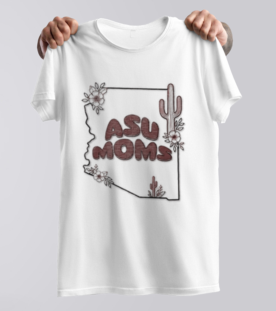 Arizona State University Moms Map Flowers Cactus T-Shirt
