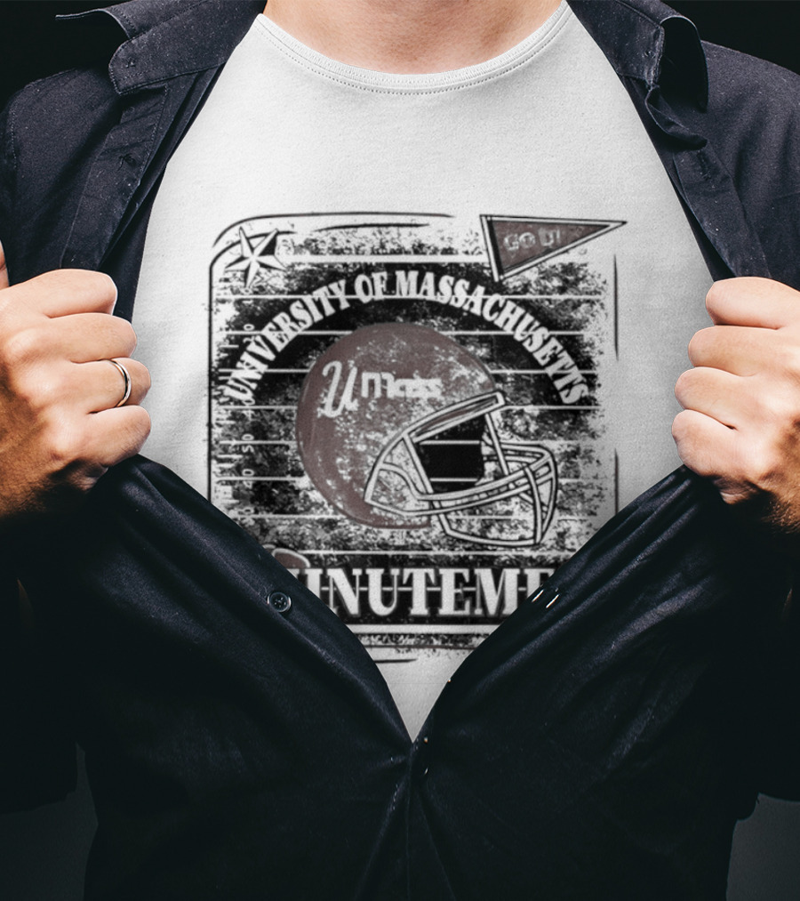 University Of Massachusetts Minutemen Distressed Football Helmet T-Shirt