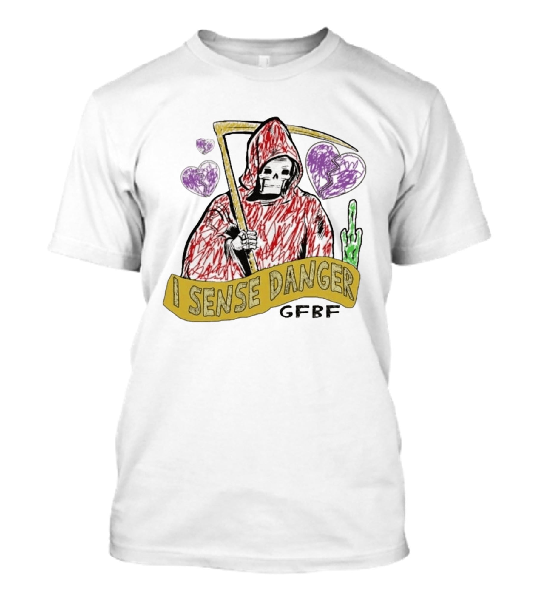I Sense Danger Gfbf Grim Reaper Hearts T-Shirt