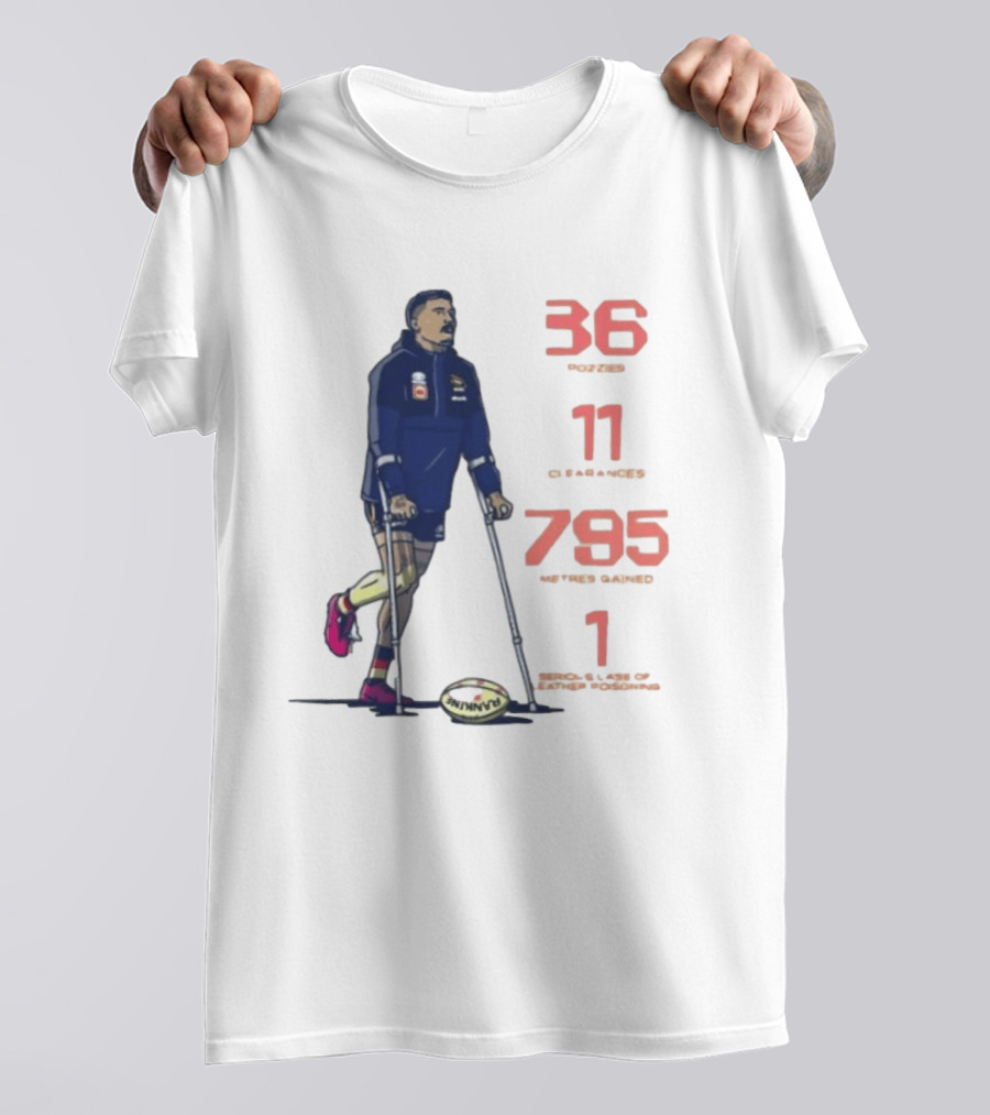 Izak Rankine 36 Tackles Crutches Adelaide Crows AFL Stats 795 Meters Gained T-Shirt