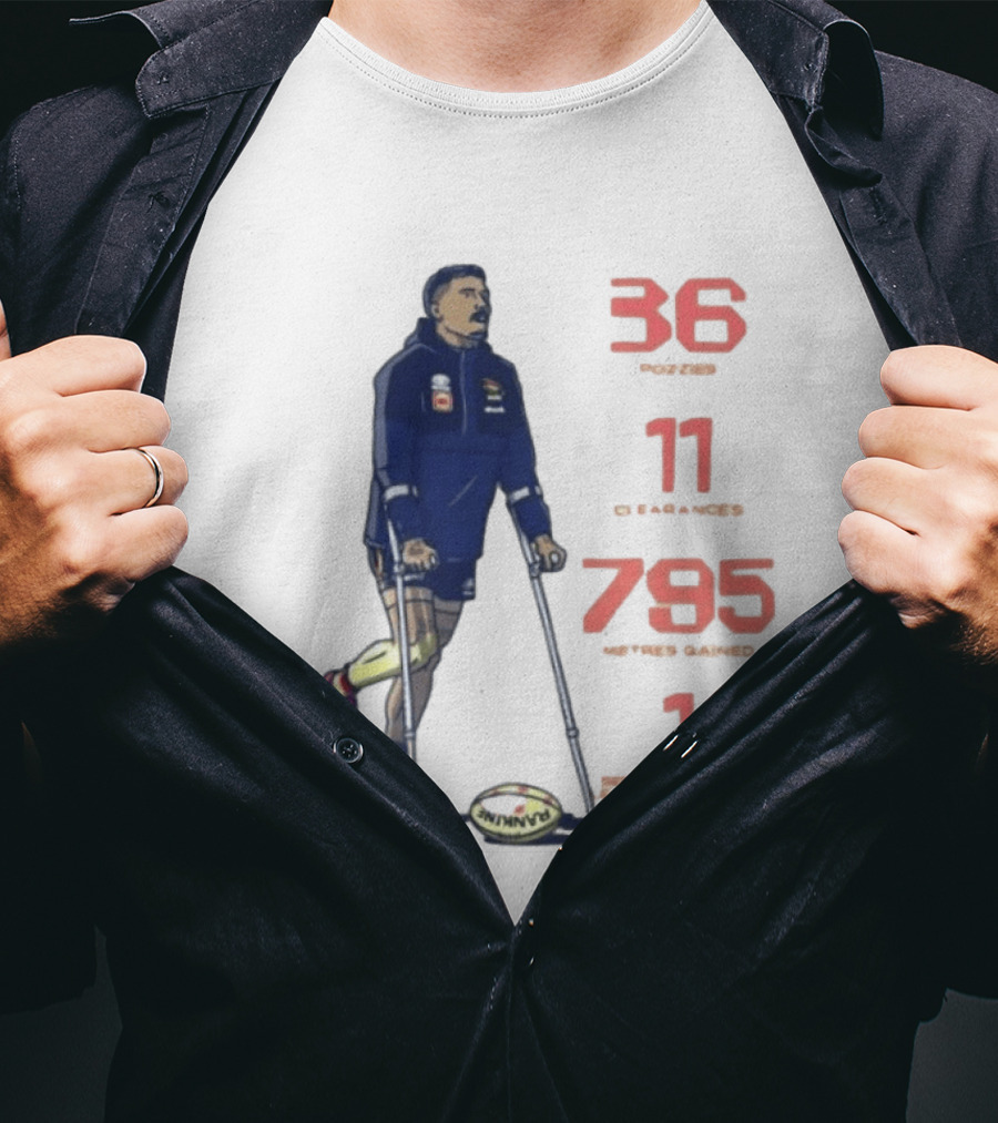 Izak Rankine 36 Tackles Crutches Adelaide Crows AFL Stats 795 Meters Gained T-Shirt