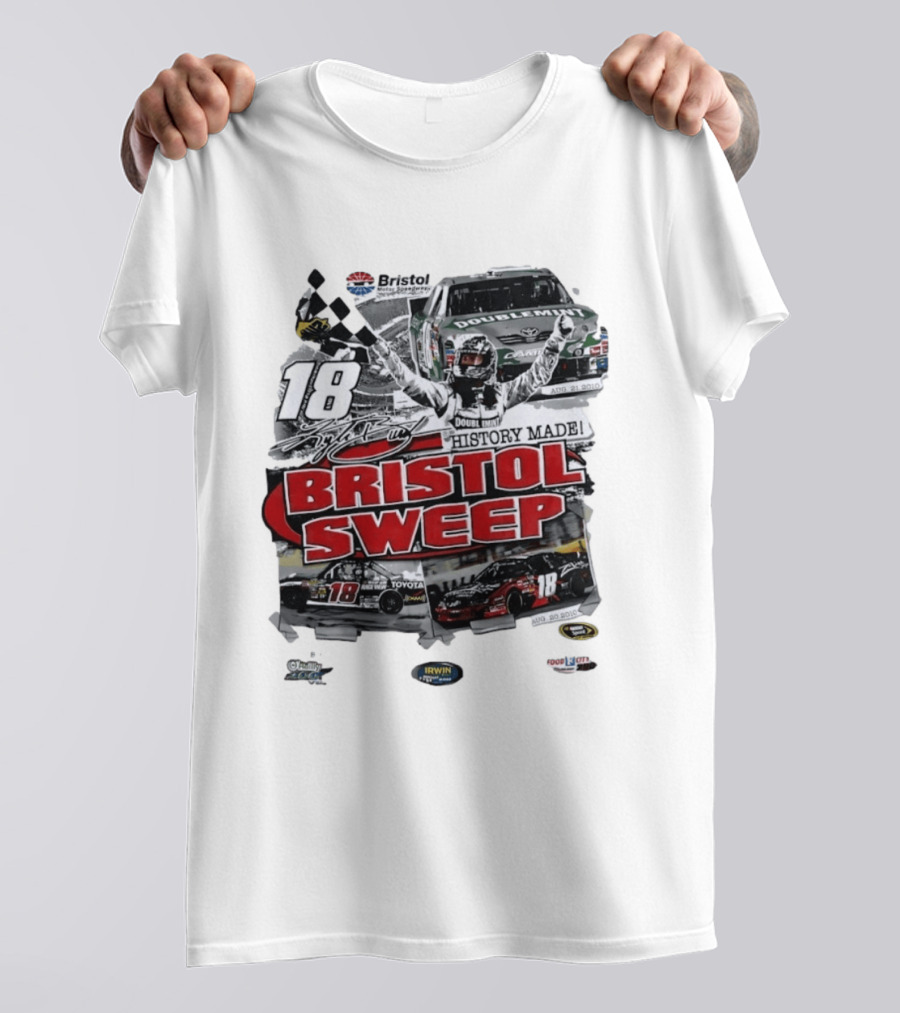 Bristol Motor Speedway History Made Three Wins August 2010 18 Bristol Sweep T-Shirt