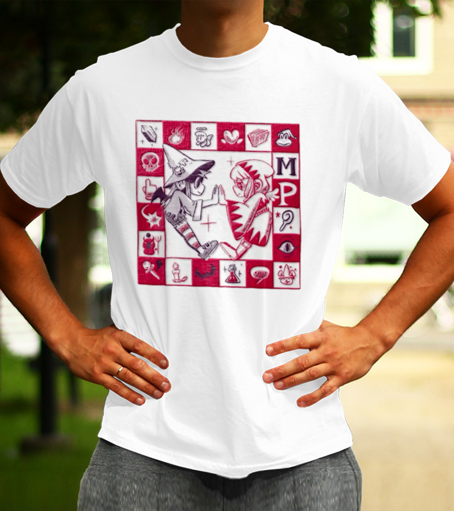MP Witch And Angel Character Duo Board Game Square T-Shirt
