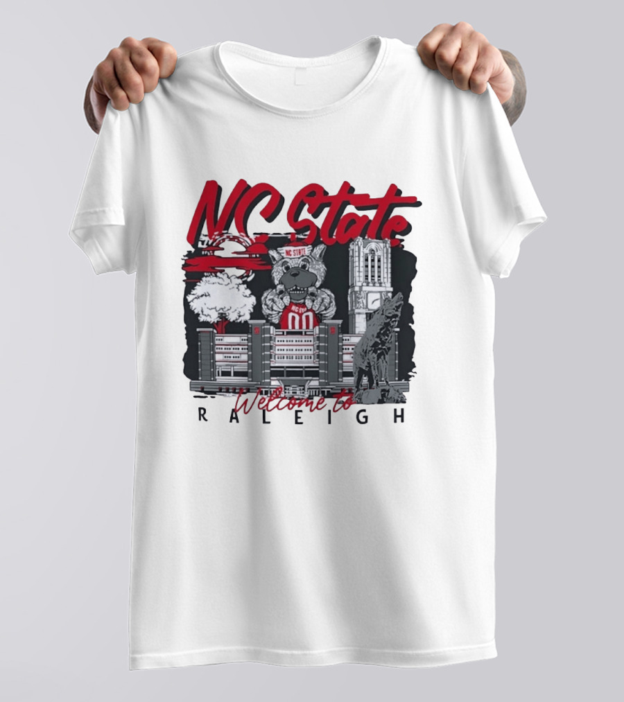 NC State Wolfpack Welcome To Raleigh Rooftop Skyline Sports Fan Gear T-Shirt