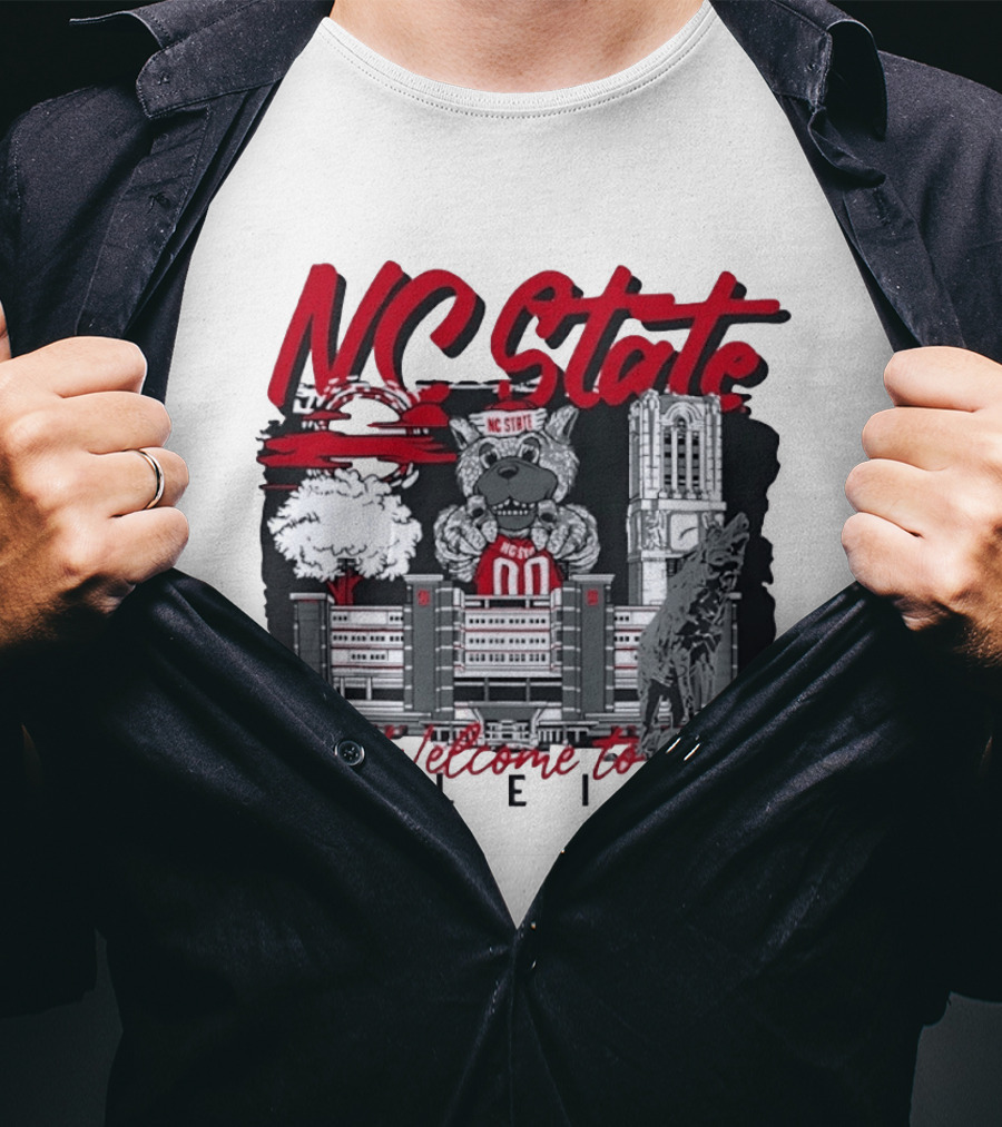 NC State Wolfpack Welcome To Raleigh Rooftop Skyline Sports Fan Gear T-Shirt