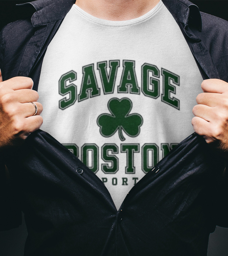 Savage Boston Sports Shamrock Bold Green T-Shirt