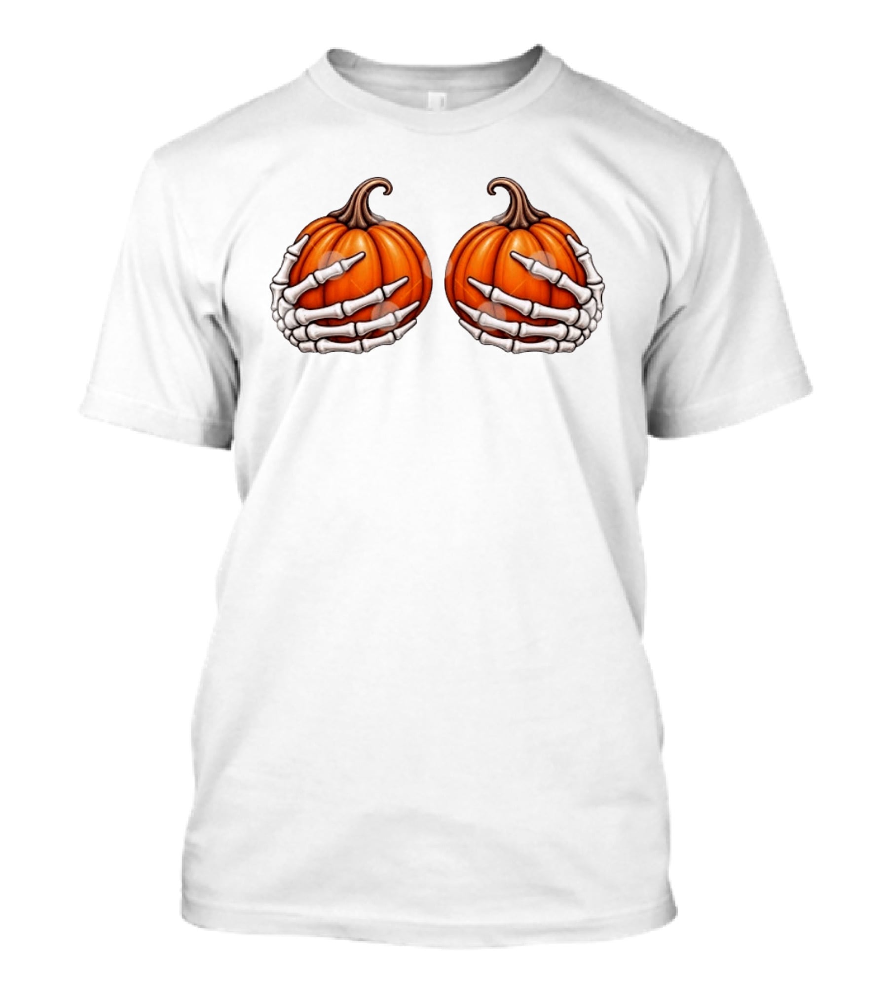 Skeleton Hands Holding Pumpkins Halloween Scary Realistic T-Shirt