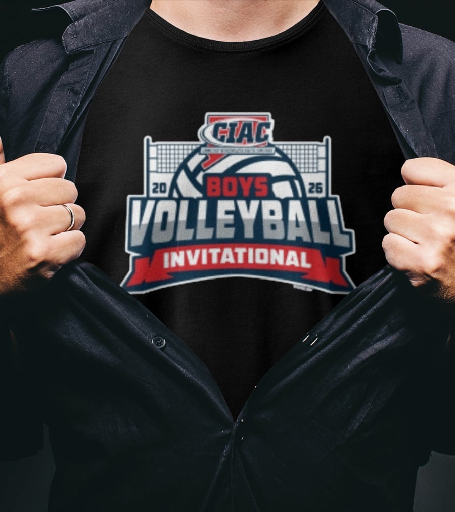 CIAC Boys Volleyball Invitational 2026 Event Logo With Net And Ball T-Shirt