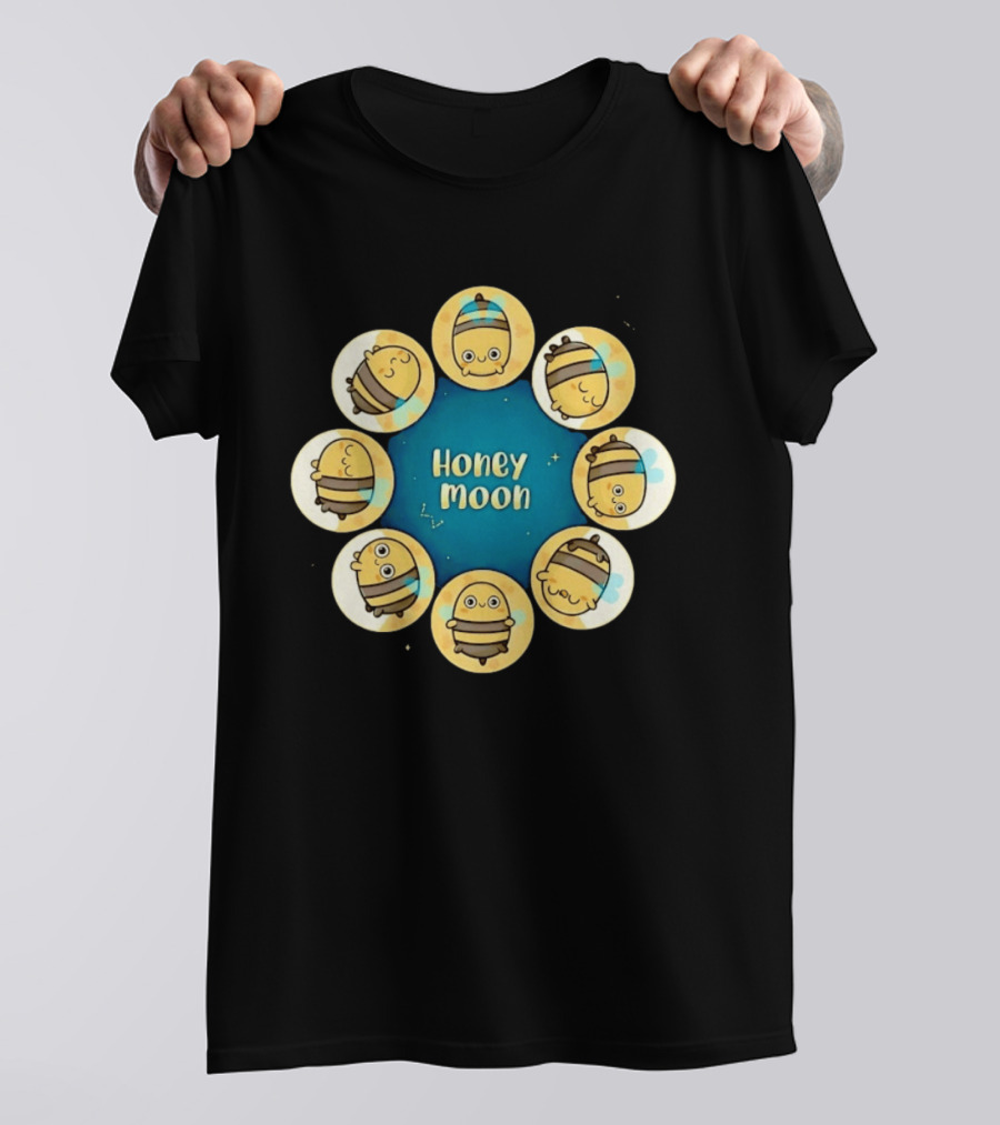 Honey Moon Bee Phases Astronomical Nature Cycle T-Shirt