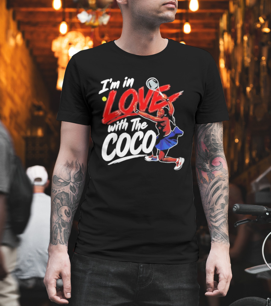 I'm In Love With The Coco Tennis Slam Action Bold Red And White T-Shirt
