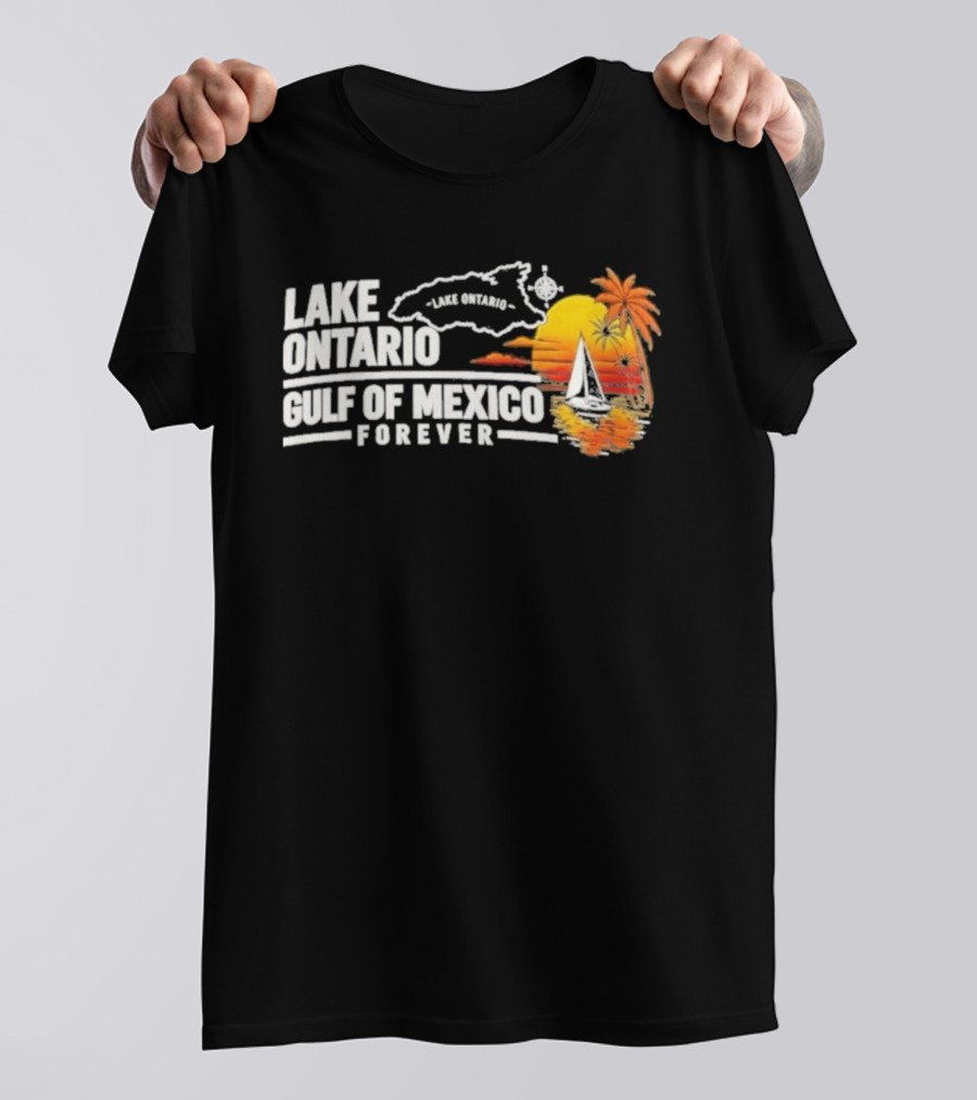 Lake Ontario Gulf Of Mexico Map Sunset Palm 2026 T-Shirt