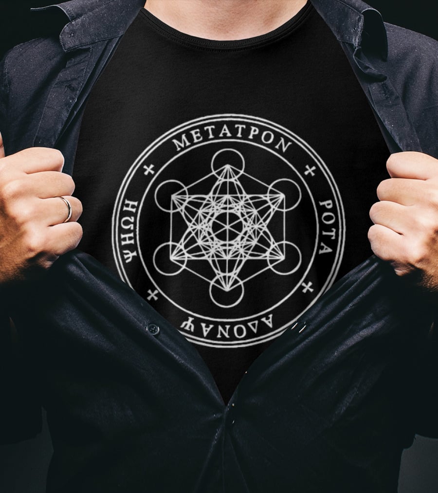 Metatron Cube Sacred Geometry Anona Pota Uhuh T-Shirt