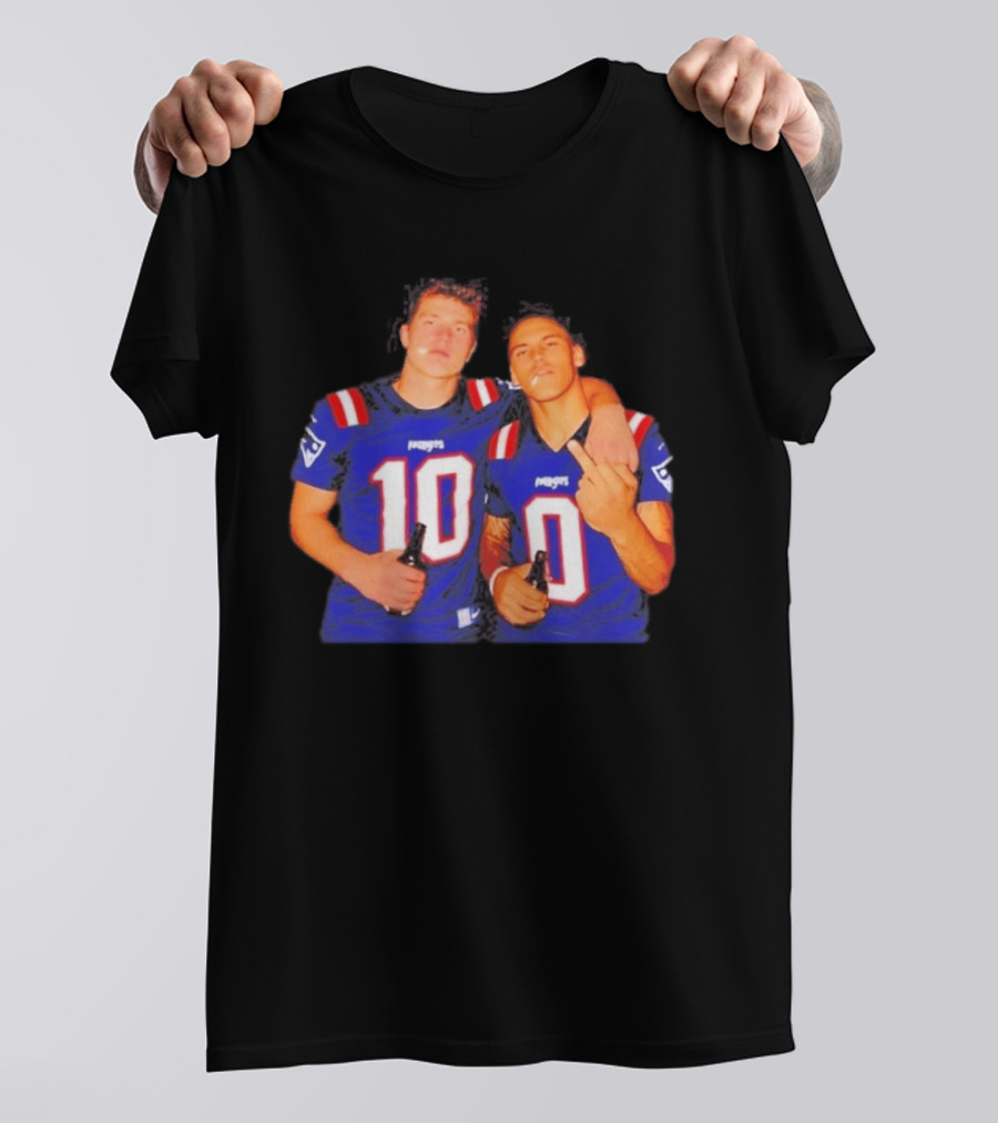 New England Patriots Drake Maye Christian Gonzalez Middle Finger Beer T-Shirt