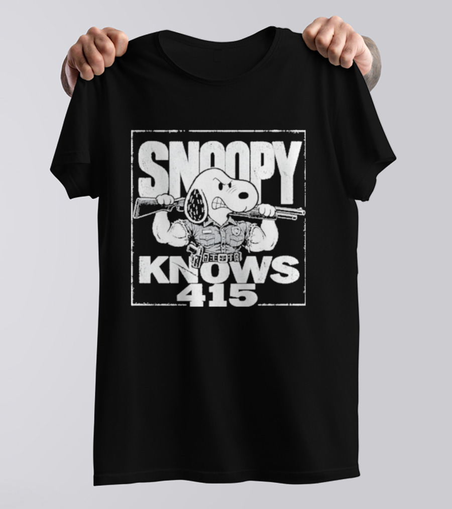 Snoopy Knows 415 Peanuts Police Officer Gun T-Shirt