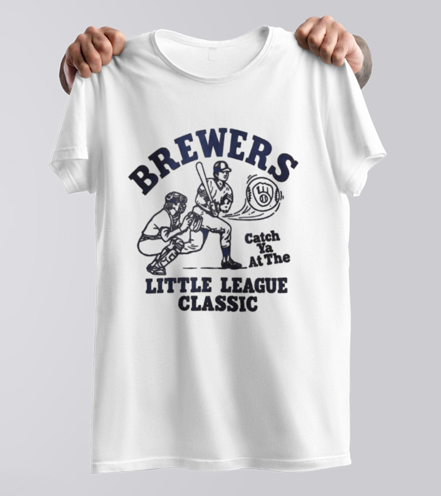 Brewers Catch Ya At The Little League Classic 2026 Batter And Catcher Baseball Scene T-Shirt