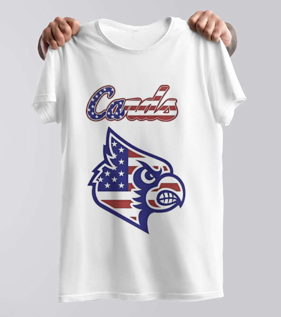 Cards American Flag Cardinal Head Stars Stripes T-Shirt