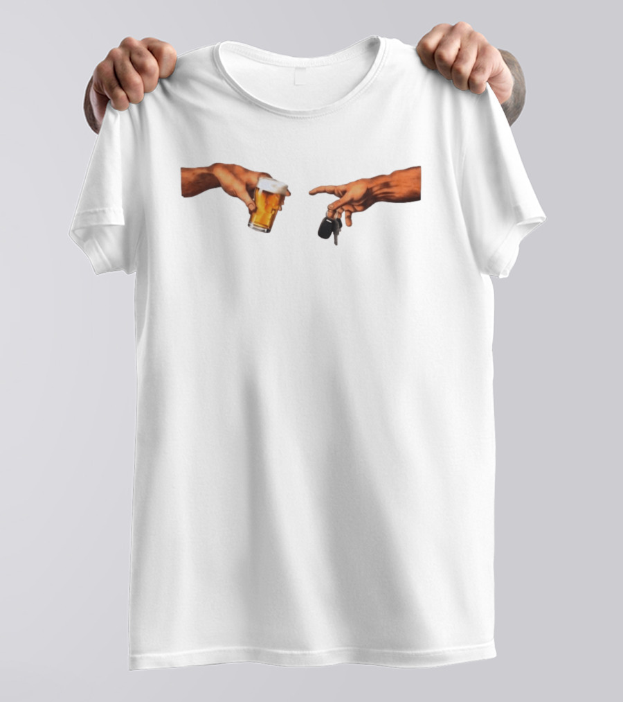 Creation Of Adam Beer Handing Over Car Keys T-Shirt