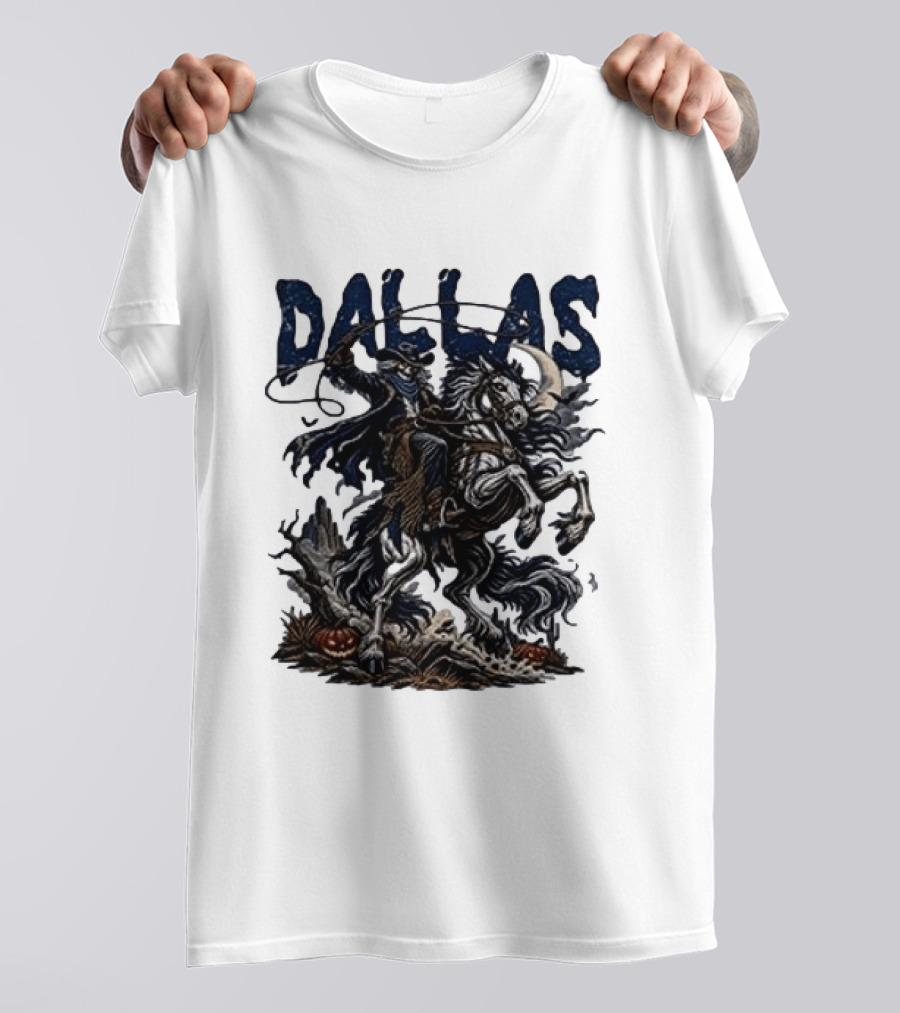 Dallas Cowboys Skeleton Horse Rider Halloween T-Shirt